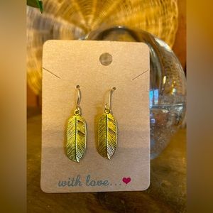 Never Been Worn Feather Shaped Drop Earrings